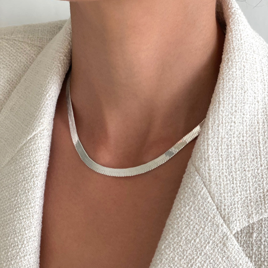 925 Sterling Silver IG Style Stripe Geometric Silver Necklaces