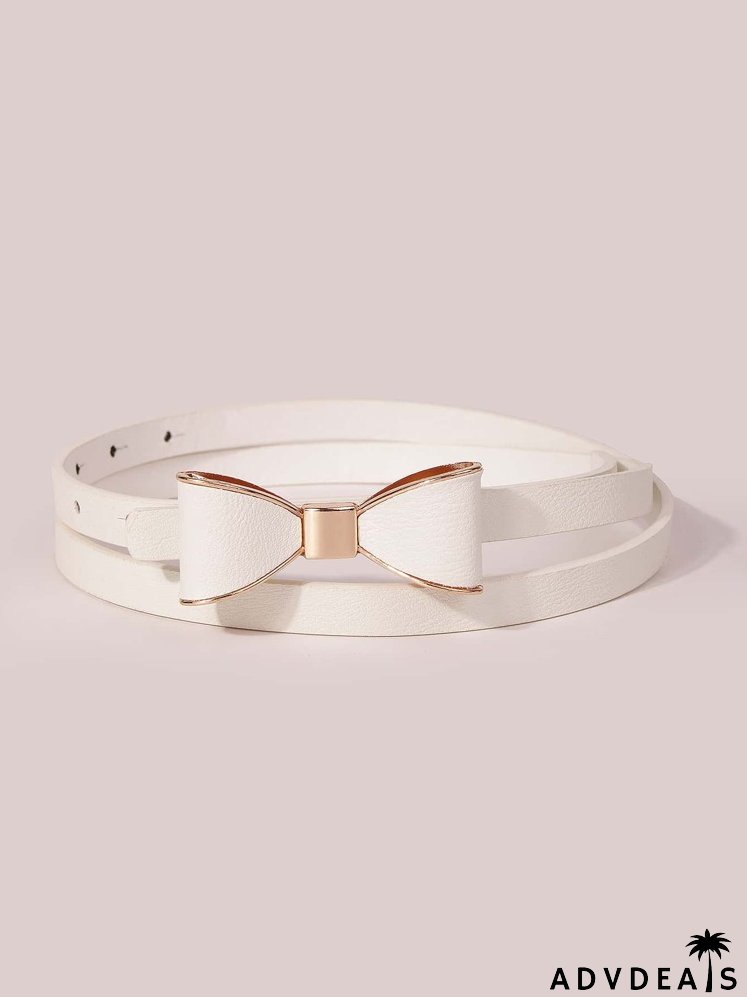 Bow Design Buckle Skinny Belt