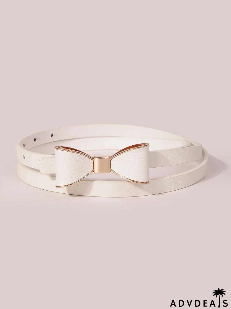 Bow Design Buckle Skinny Belt
