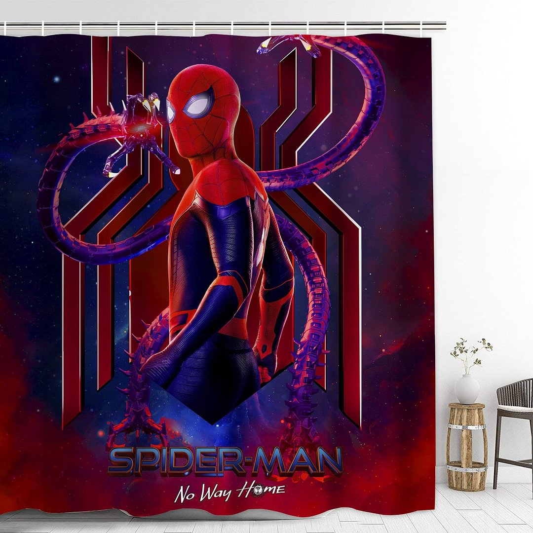 Spider-Man No Way Home Shower Curtain with Hooks Thicken Waterproof Bathroom Decoration