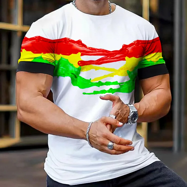 Utbros Trendy Paint Art Reggae Print T-Shirt