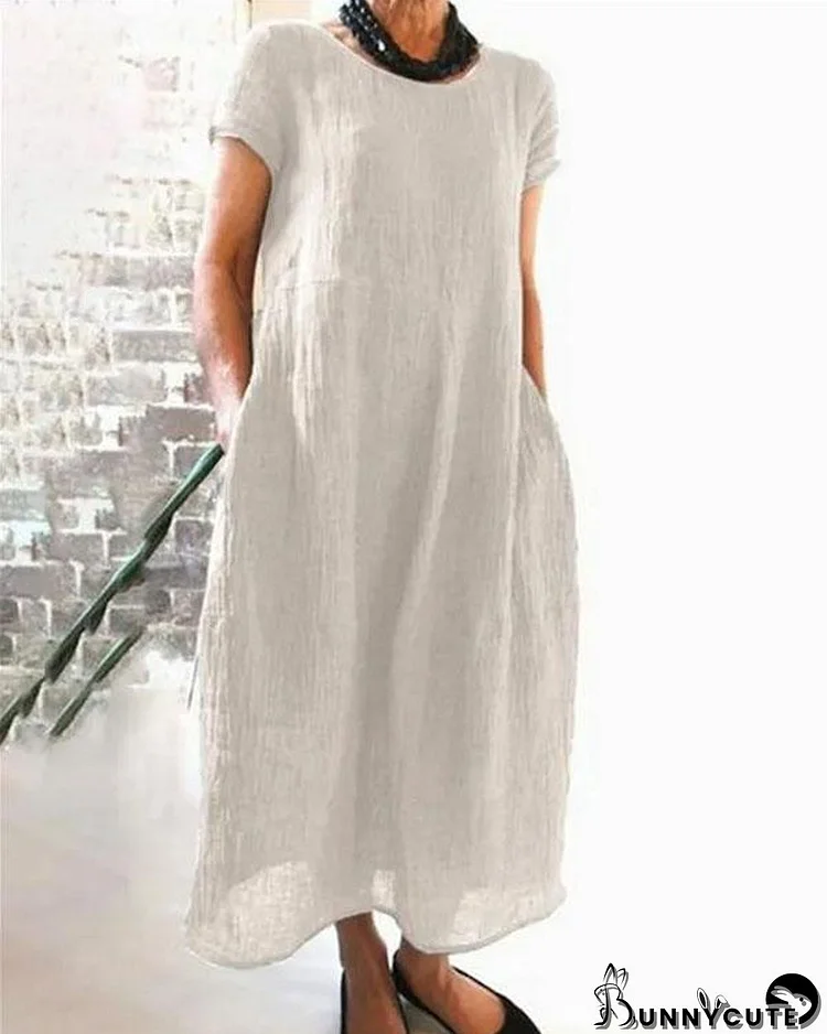 Loose Style Linen Maxi Dress