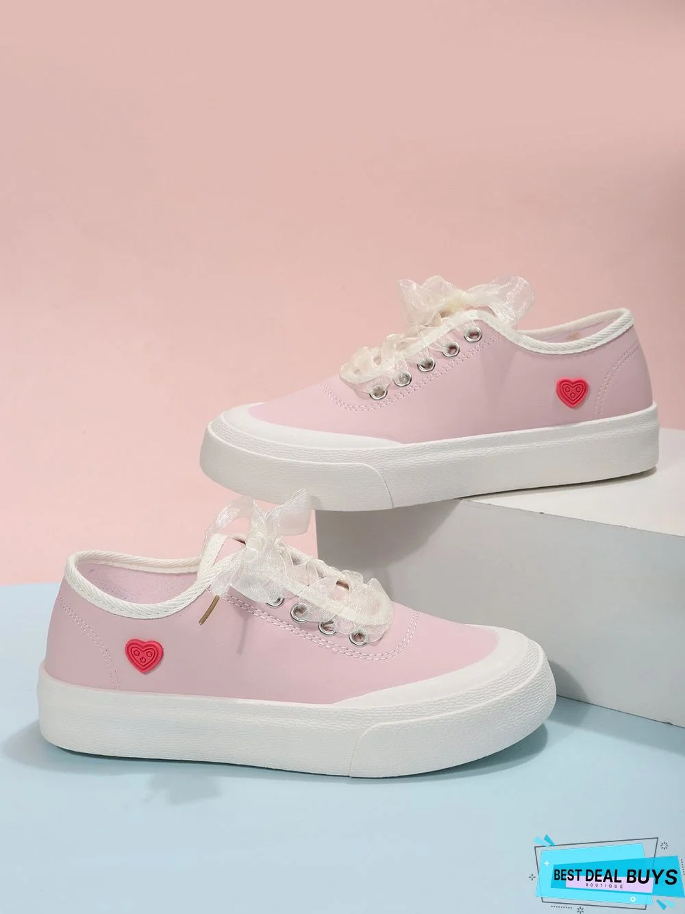 Women's Plain Lace-Up Casual Sneakers