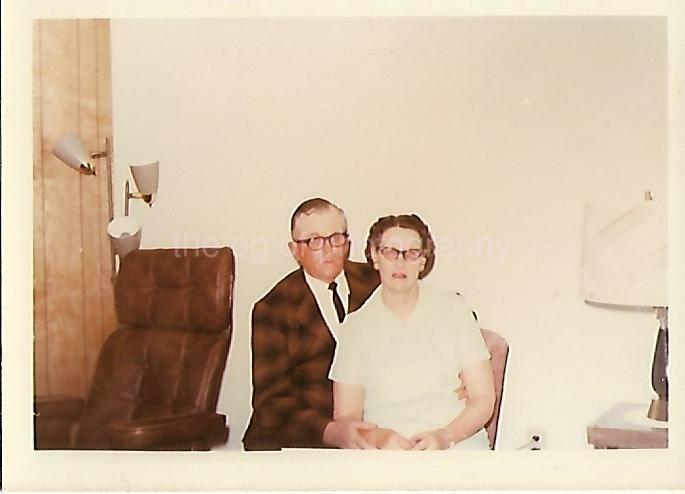 American Couple FOUND Photo Poster painting Color WOMAN MAN Original Snapshot VINTAGE 08 26 A