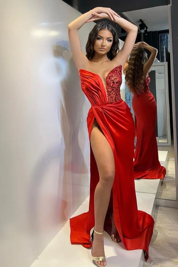 Buy Red Satin Long Slit Corset Dress /red Strappy Corset Dress /long Satin Red  Dress/red Short Corset Dress /party, Graduation Dress/prom Dress Online in  India - Etsy