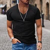 Men's Casual V-neck Solid Color Short-sleeved T-shirt by Inlyline