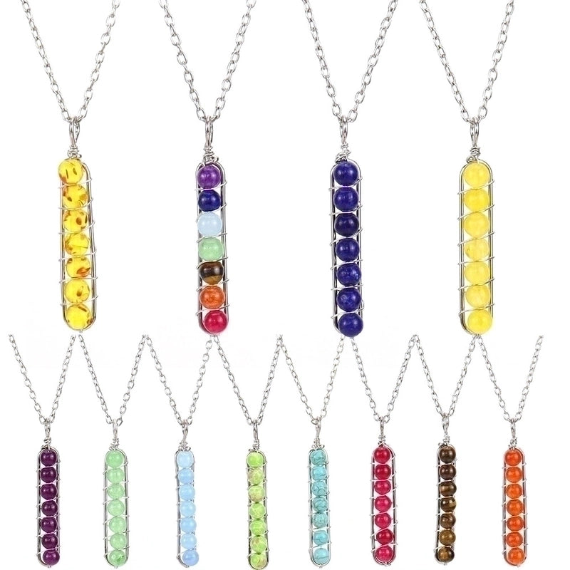 Minimalist Geometric Natural Stone Titanium Steel Pendant Necklace