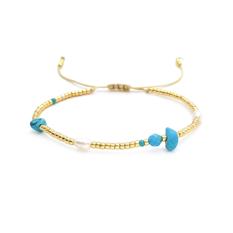 Sweet Color Block Freshwater Pearl Glass Gravel Bracelets