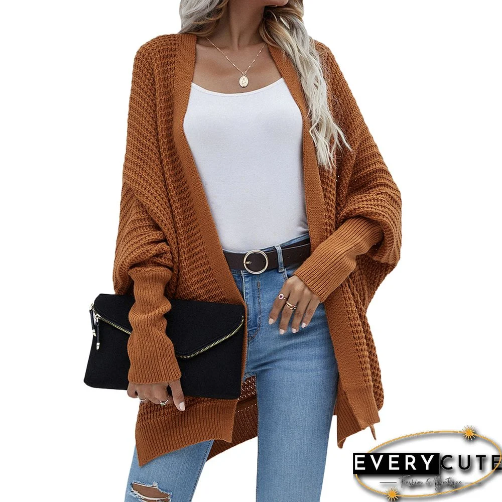 Caramel Drop Shoulder Oversized Long Cardigan