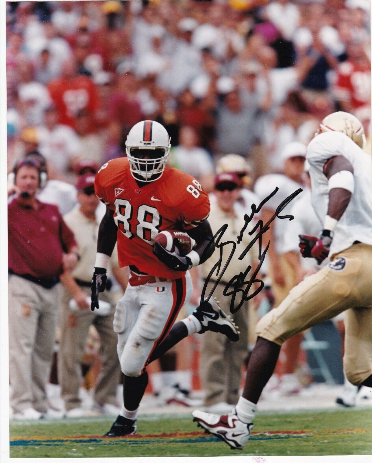 BUBBA FRANKS MIAMI HURRICANES ACTION SIGNED 8x10