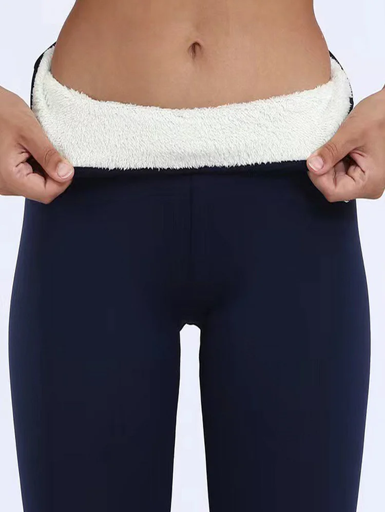 Daily Solid High Waist Thermal Fuzzy Lined Skinny Stretchy Pants