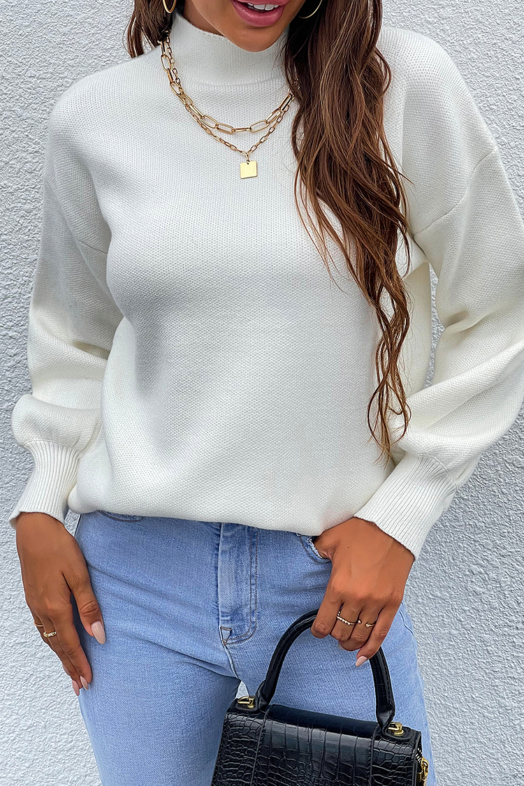 Casual Solid Split Joint Turtleneck Tops Sweater - Life is Beautiful for You - SheChoic