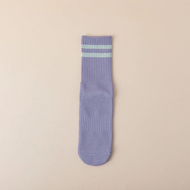 Autumn And Winter New Yoga Socks Solid Color Ladies Sports Socks Silicone Non-slip Terry Bottom Cotton Tube Socks Women