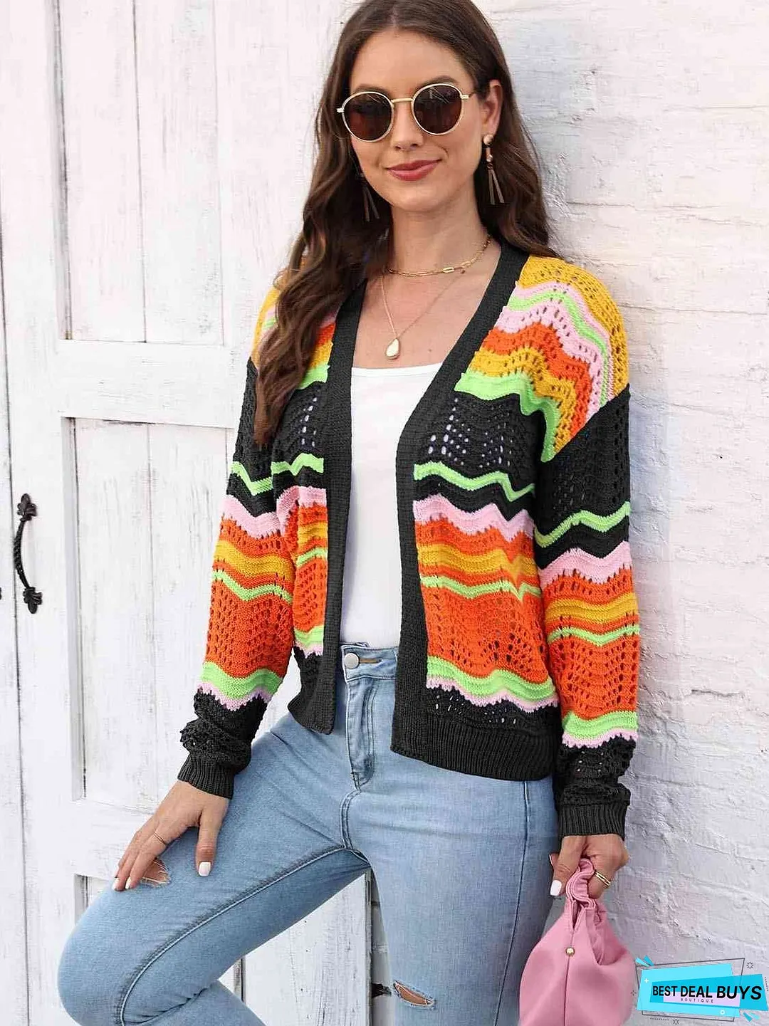 Open Front Openwork Cardigan