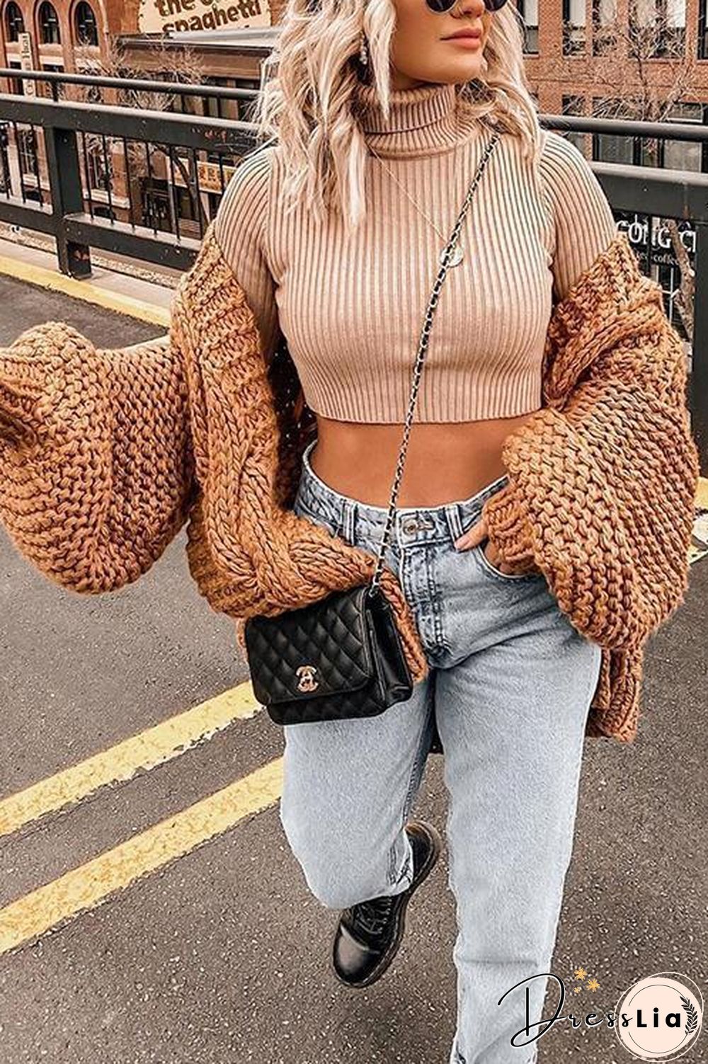 Puff Sleeve Loose Cardigan