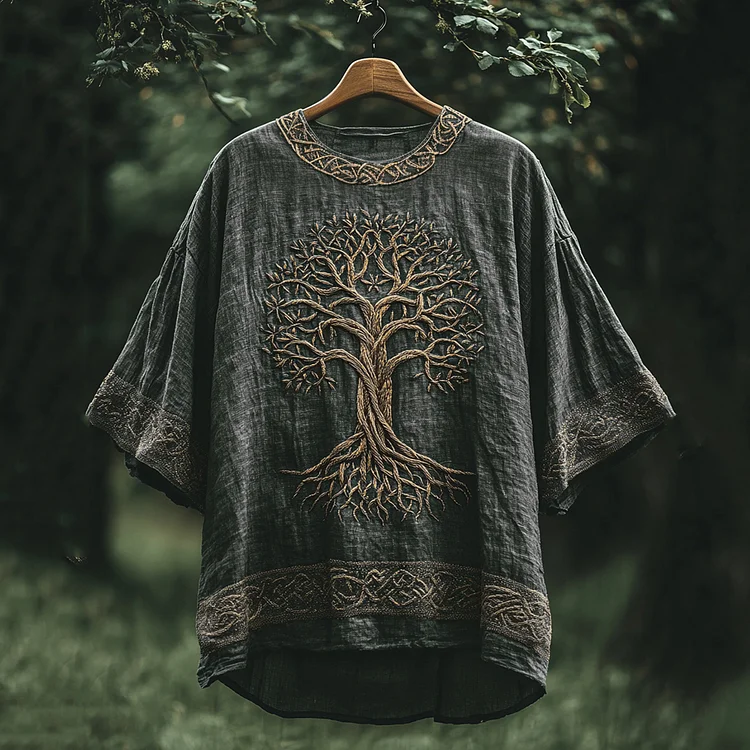 Men's Viking Celtic Mythical Life Stand-up Collar T-shirt