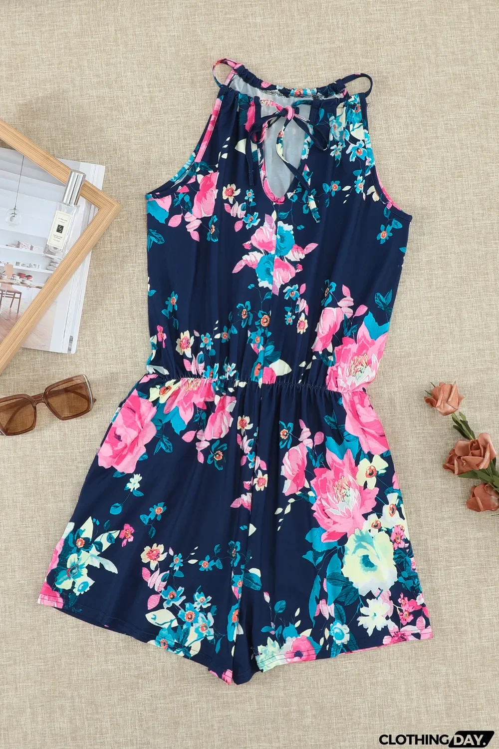 Floral Print Halter Romper