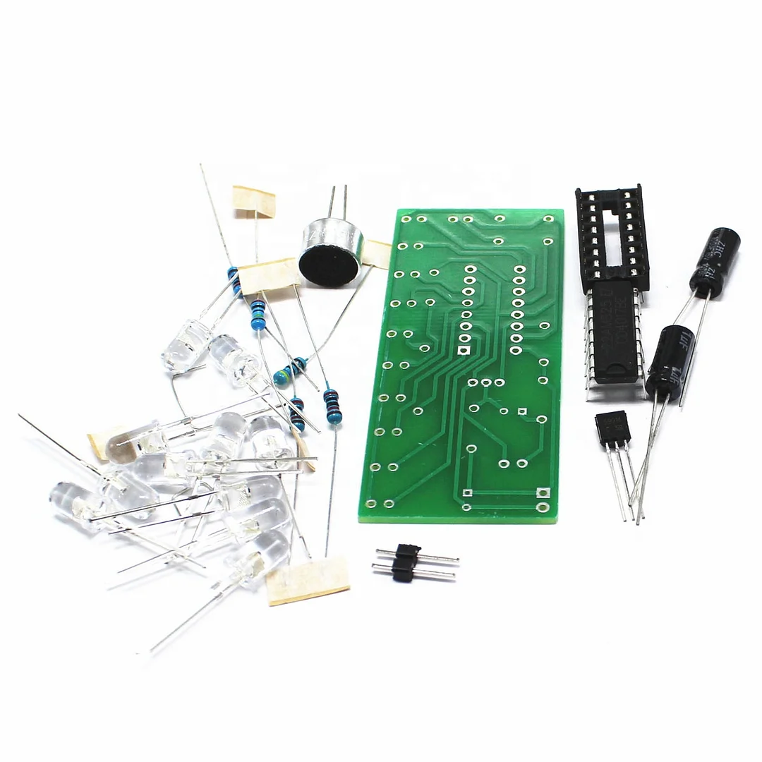 CD4017 Educational Electronics Kit Voice-activated LED Light Part Colorful Light Control Kit Learn to Solder Kit