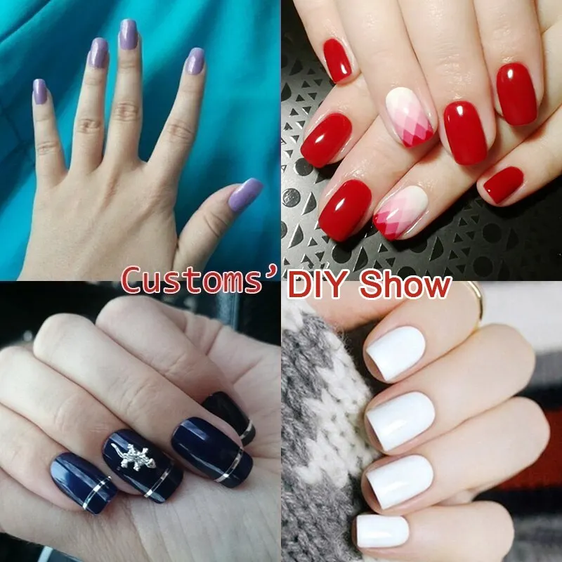 120pcs/pack 20 Colors Full Cover Nail Tips Short Design Fake Nails Square Faux Ongles Acrylic Frenc False Nails Art Tips Tools-Nail Inspo