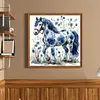 Blue Porcelain Horse - 11CT Stamped Cross Stitch 40*40cm tapestrymarket