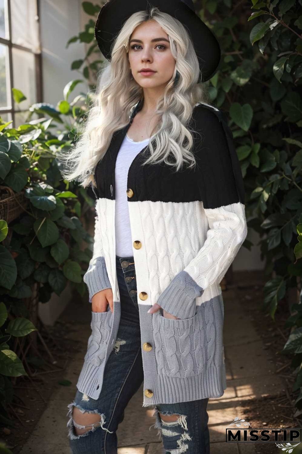 cozy cable knit button front long sleeve cardigan