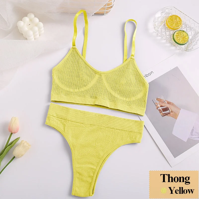 New Women Bra Panties Set Sexy Push Up Bralette Female Fitness Seamless Underwear Sports Lingerie Brassiere Girls Tank Crop Top