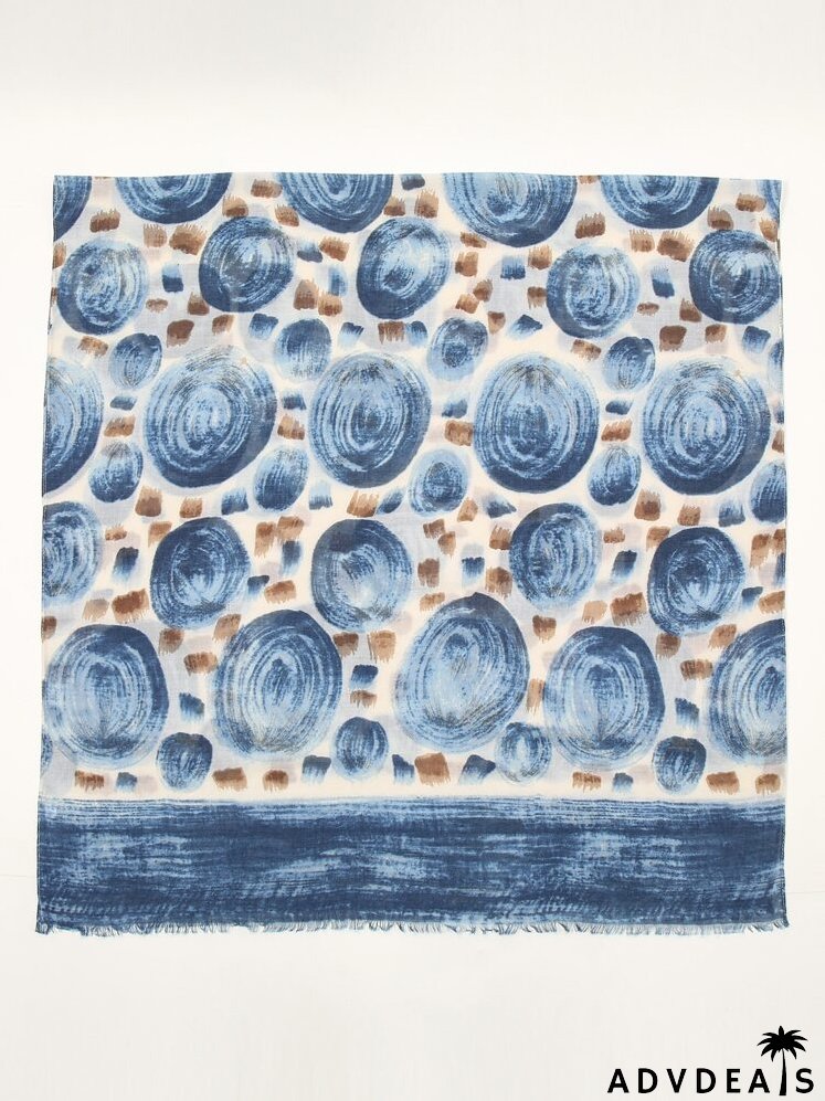 Graphic Raw Hem Scarf