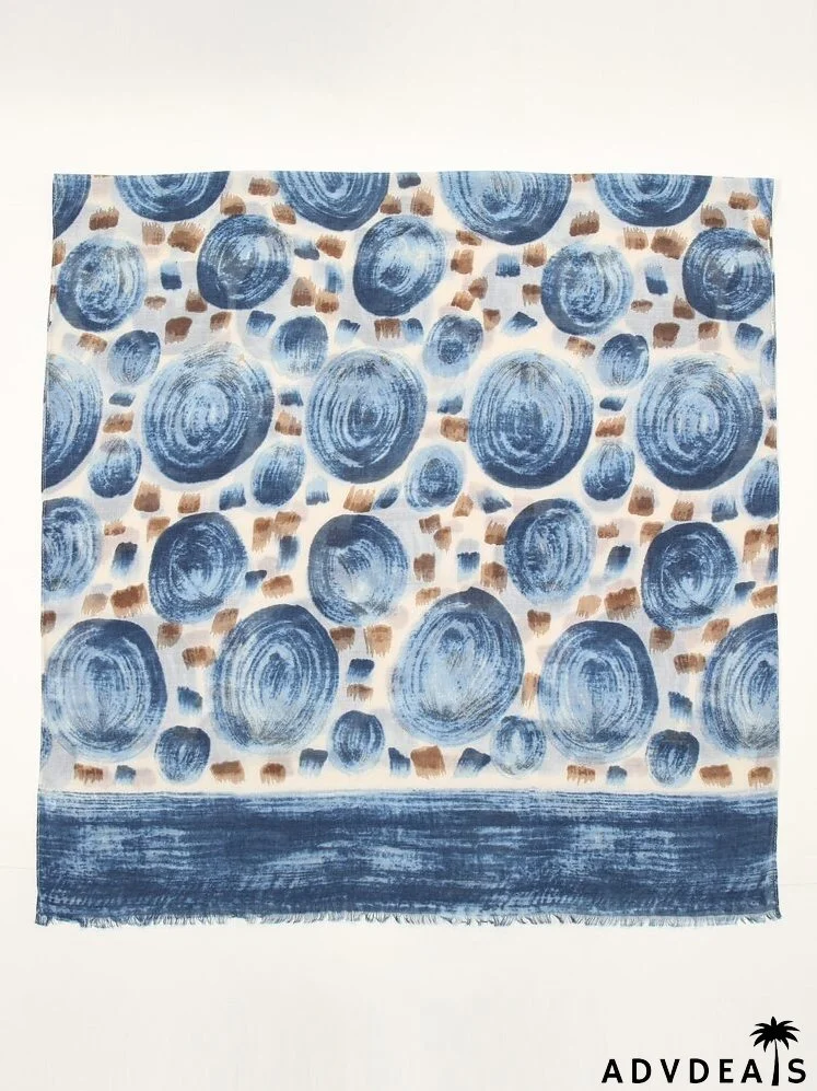 Graphic Raw Hem Scarf