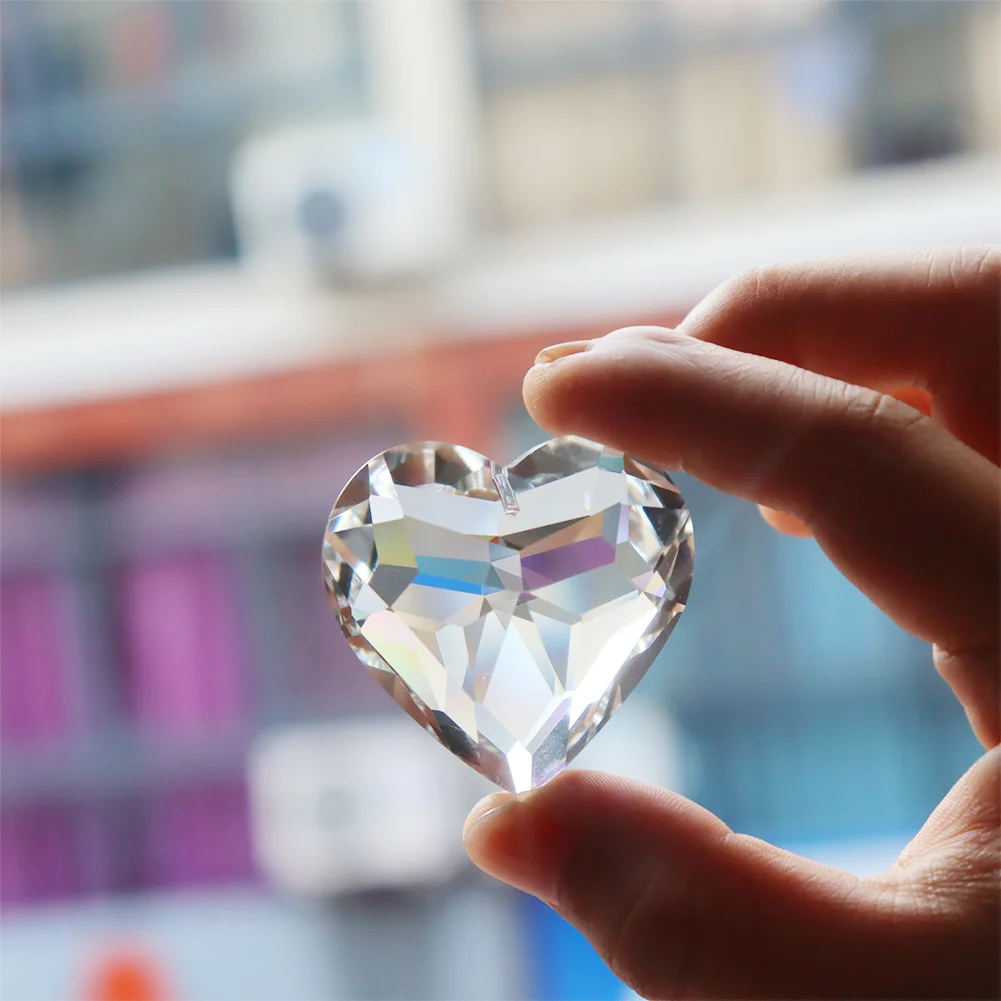 Colorful Crystal Prism Ball Pendulum Pendant for Garden Window (Heart)