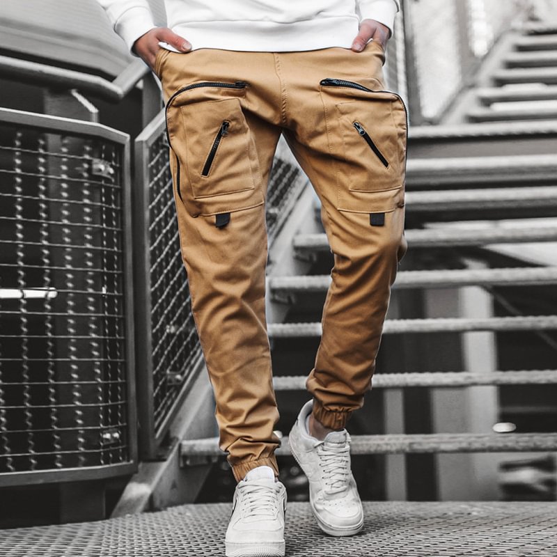 Fashionable Zipper Pocket Sports Men's Casual Pants -  