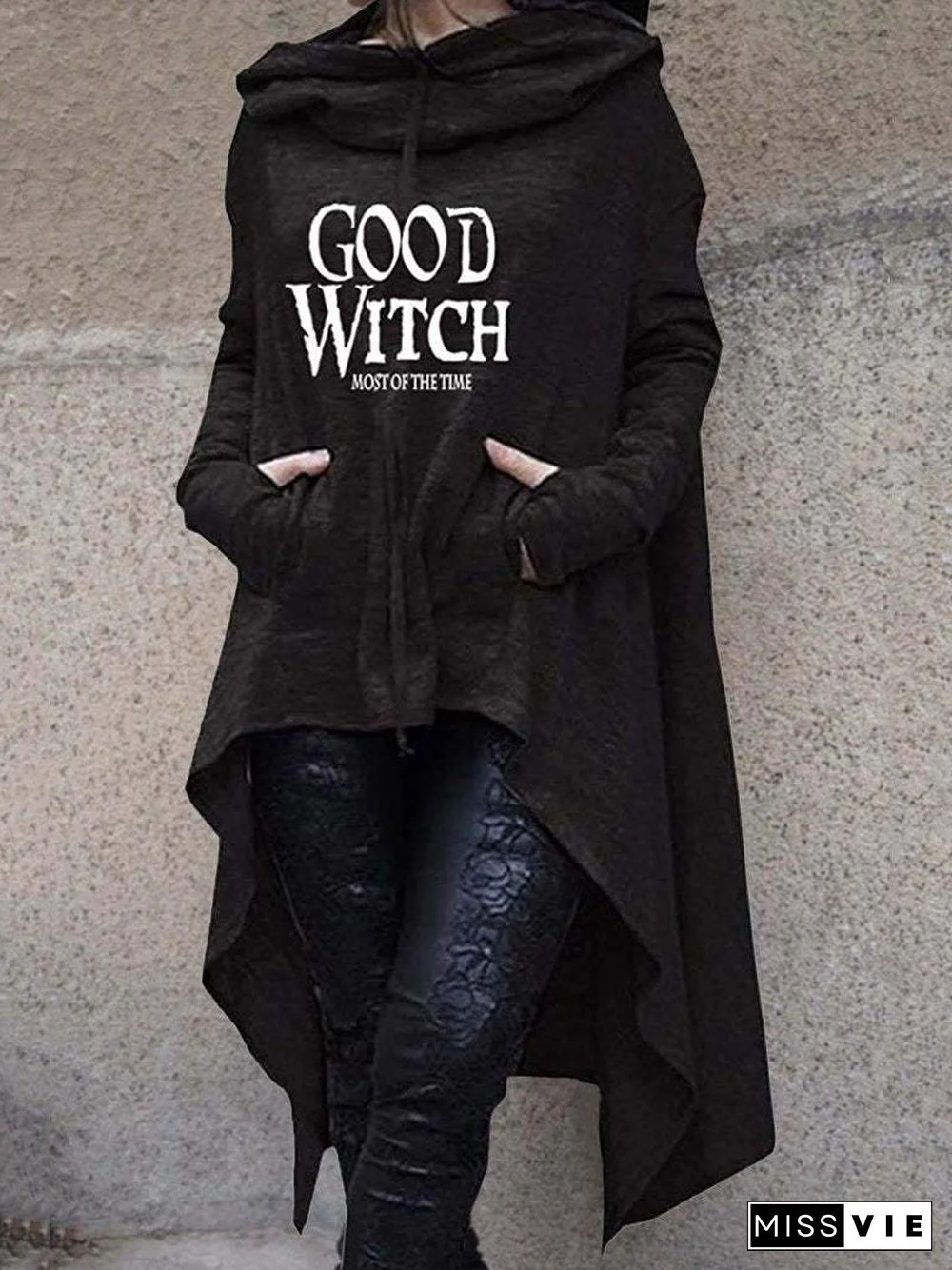 Good Witch Simple Print Halloween Long Sleeve Hoodies