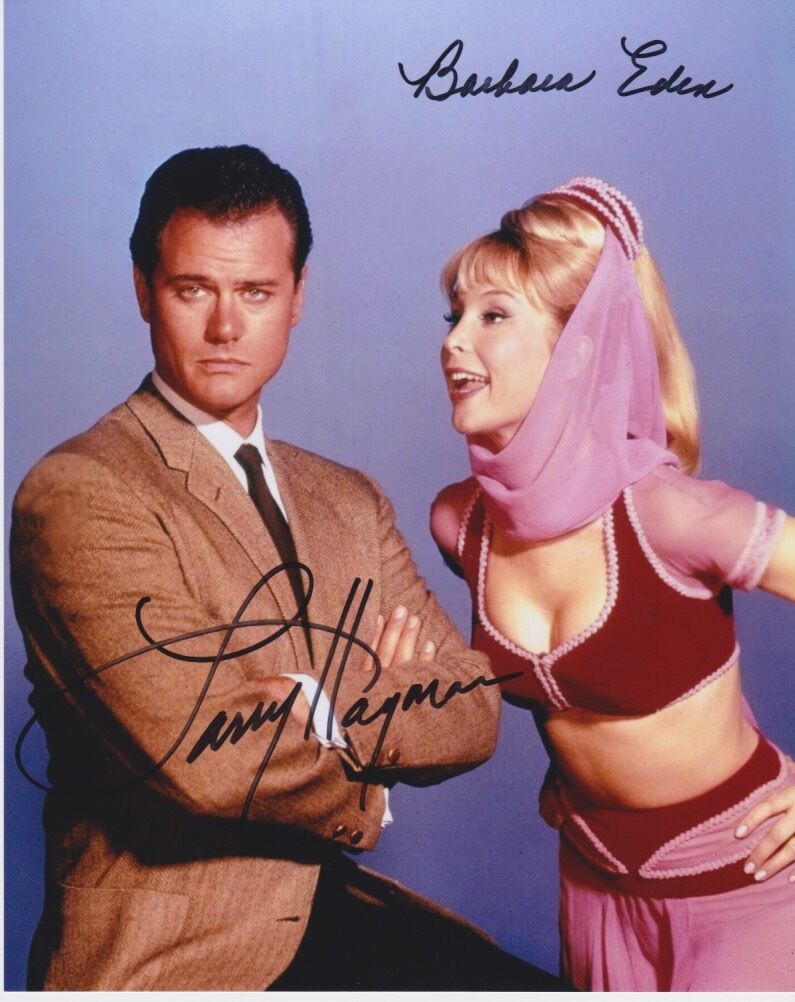 I Dream of Jeannie (Larry Hagman & Barbara Eden) signed authentic 8x10 Photo Poster painting COA