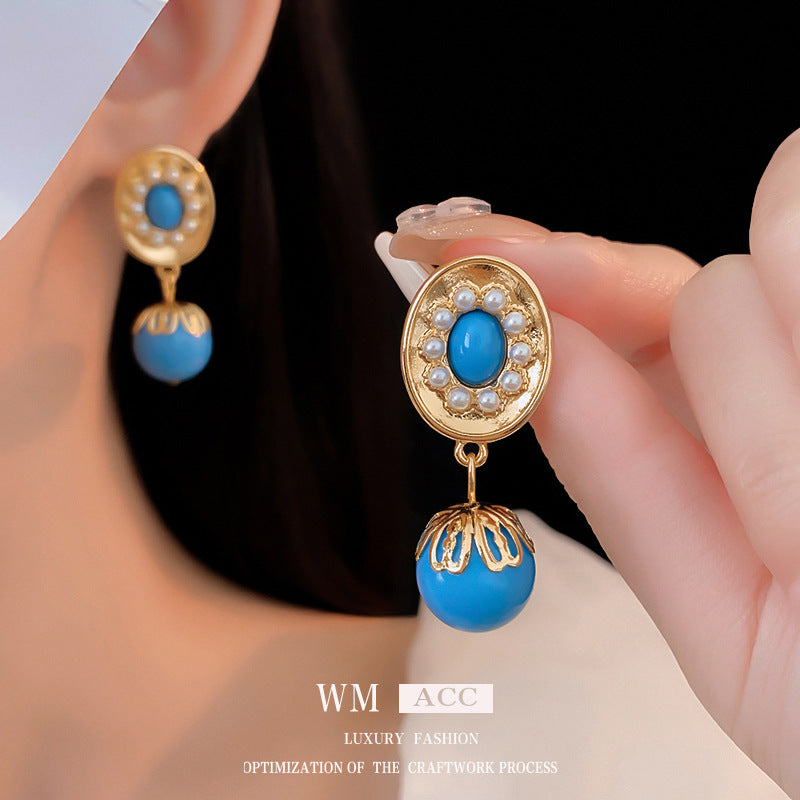 Medieval Ellipse Geometric Alloy Electroplating Earrings