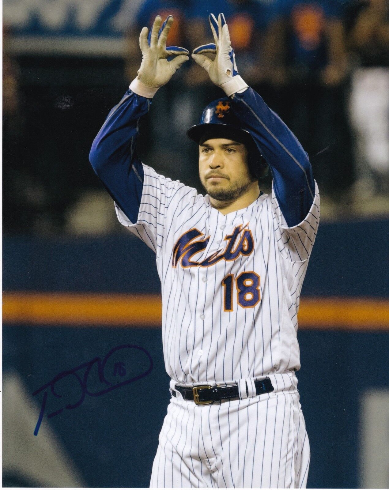 TRAVIS D'ARNAUD NEW YORK METS ACTION SIGNED 8x10