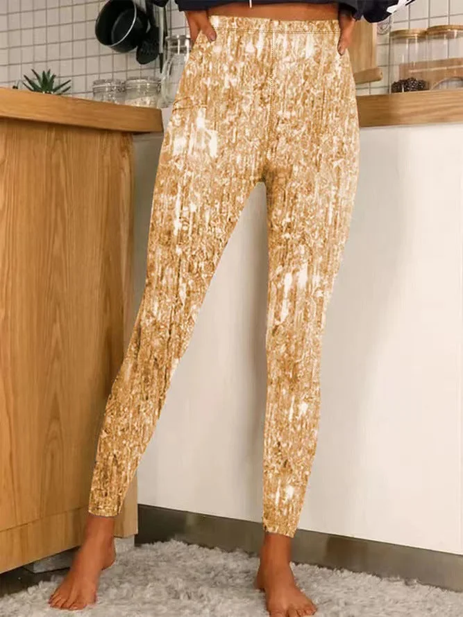 Uveng Slouchy Casual Shiny Printed Sports Leggings