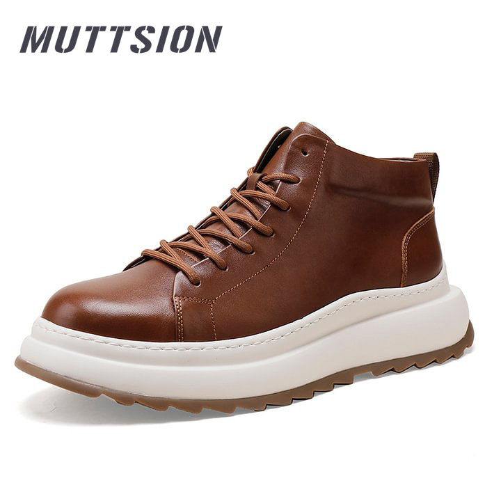 MUTTSION Horse Leather Mid Top Casual Leather Sneakers MUTTSION.COM MUTTSION
