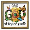 Sunflower DIY Special Shaped Drill Wooden Diamond Painting Tabletop Ornaments Kit with Photo Frame Desktop Diamond Art Kits Double-Sided Pattern for Adults/Beginners Home Decor