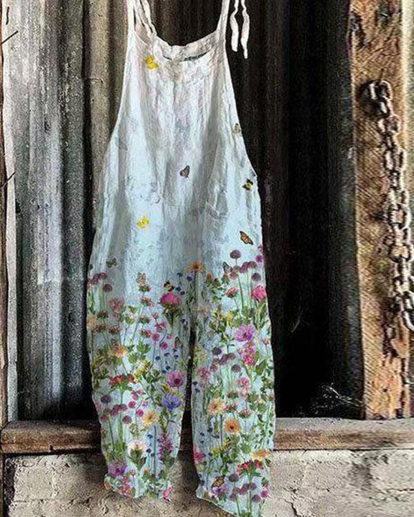 Women Plus Size Lace up Strap Print Women Jumpsuits