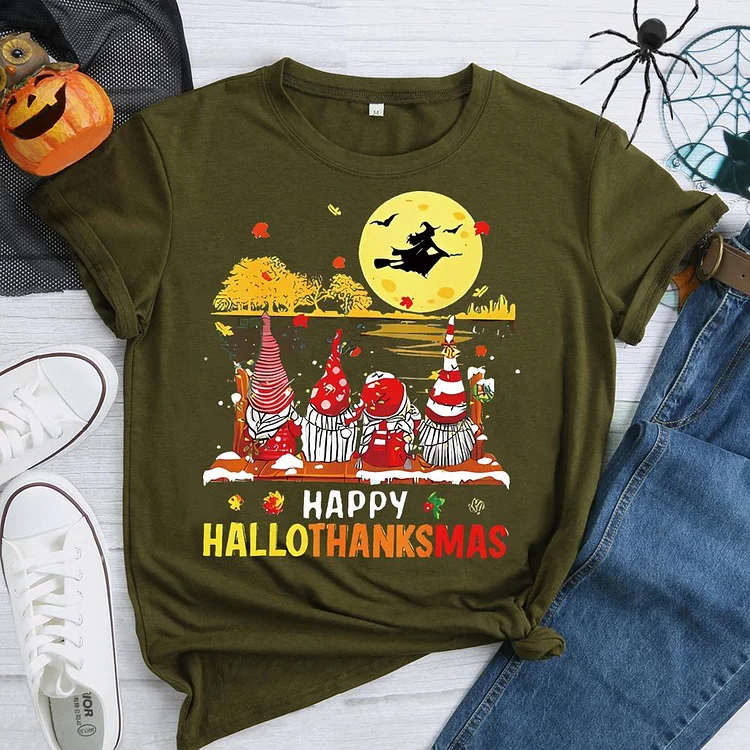 Happy Halloween Round Neck T-shirt-0019068