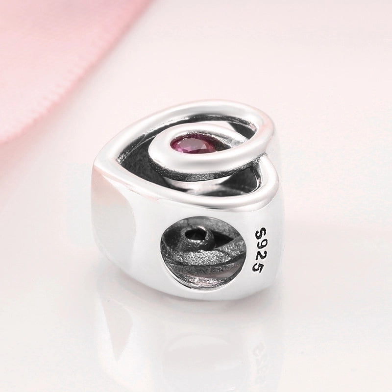 1 Piece 925 Sterling Silver Zircon Infinity Heart Shape Jewelry Accessories