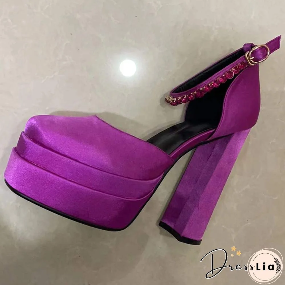 Women's Pumps High Heels Platform Sandals Sexy Dress Party Wedding Shoes Women Square Toe High Heel Crystal Female Sandal