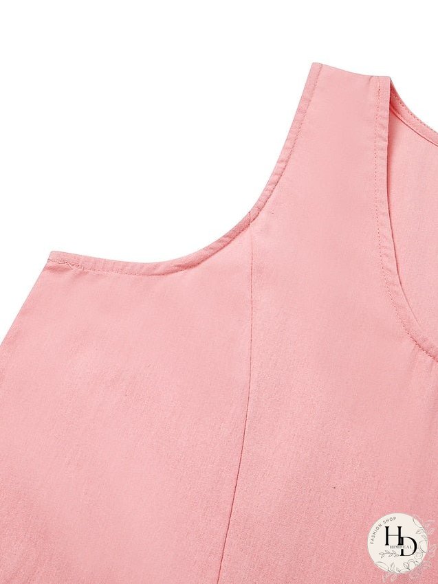 Casual Dress Cotton Dress Shift Dress Midi Dress Blue Pink Khaki Sleeveless Pure Color Pocket Spring Summer Crew Neck Basic Daily Vacation Weekend Loose Fit S M L XL XXL for Women