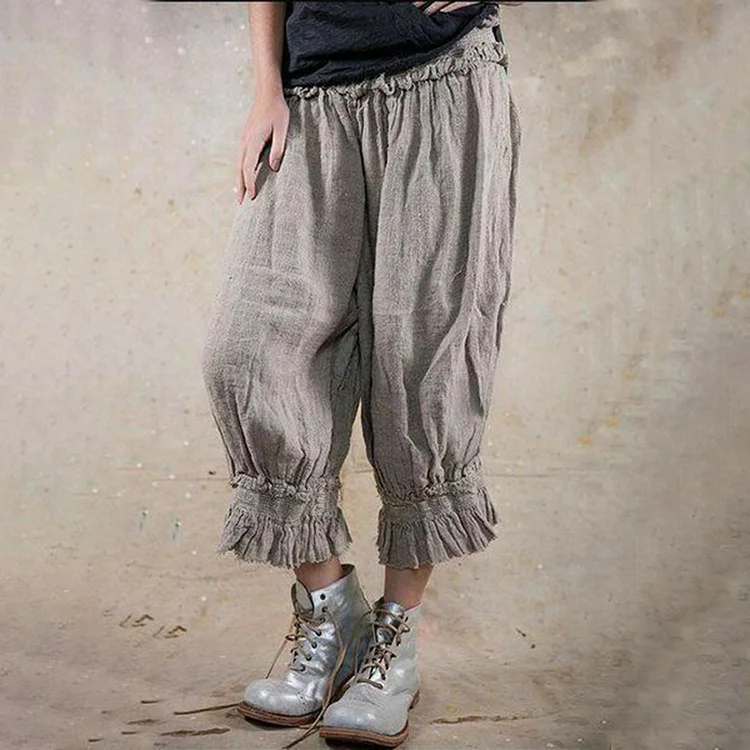 Women's Stringy Selvedge Casual Cotton Linen Comfy Pants