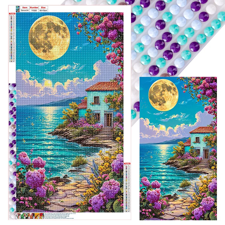 Seaside Cottage 40*70CM (Canvas) Full Round Drill Diamond Painting gbfke