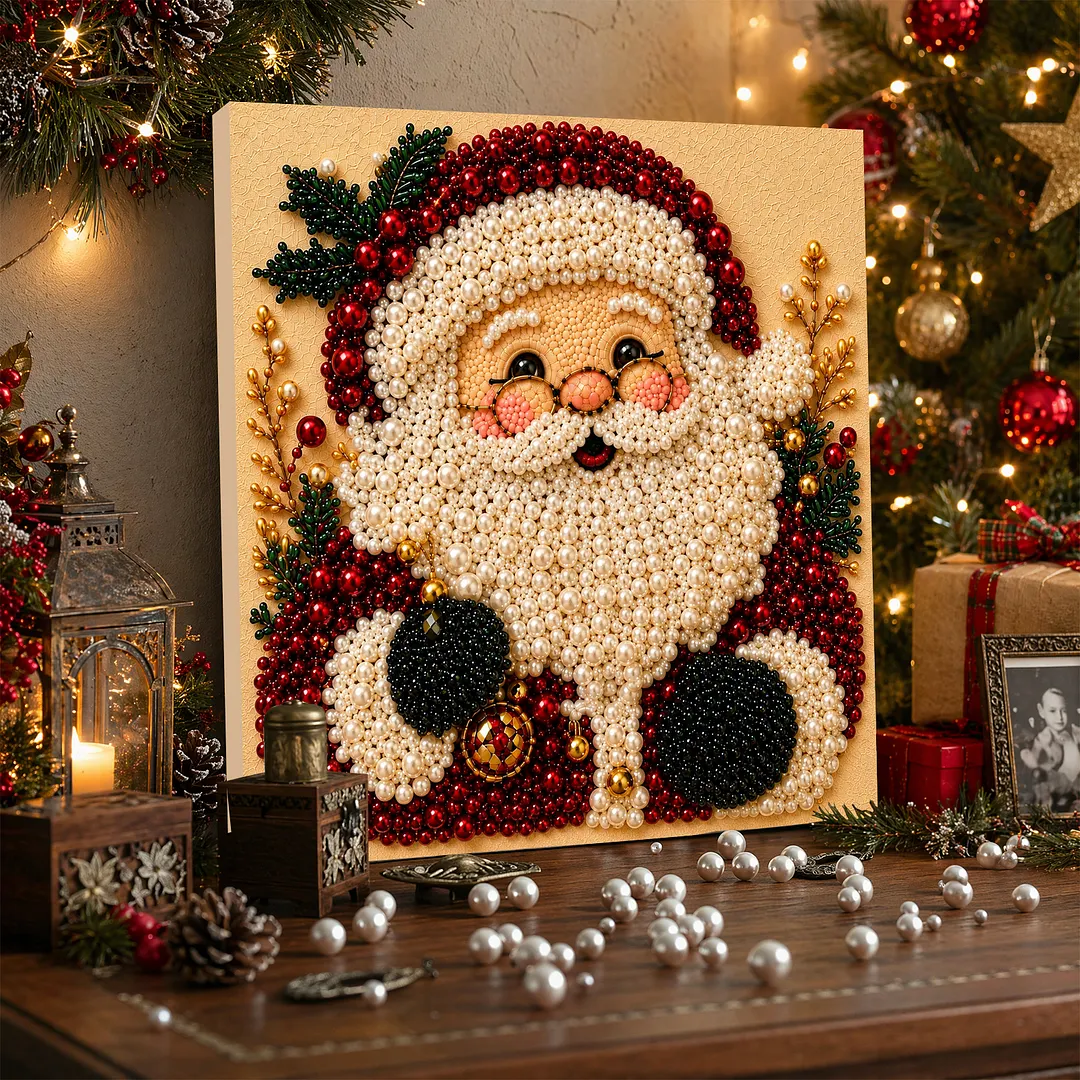 Pearl Painting Kit for Adults Framed Christmas Santa