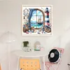 Window And Lighthouse-11CT Stamped Cross Stitch 40*40cm/15.75*15.75in tapestrymarket