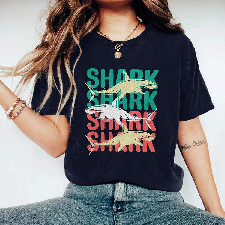 Abstract Creative Shark 1987 Painting Art T-Shirt