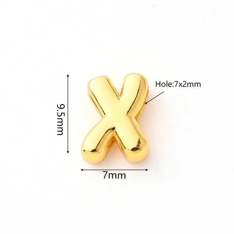 1 Pc/Package 9.5x6mm 9.5×7.5mm 9.5x8mm 7x2mm Copper 18K Gold Plated Letter Bubble Polished Beads