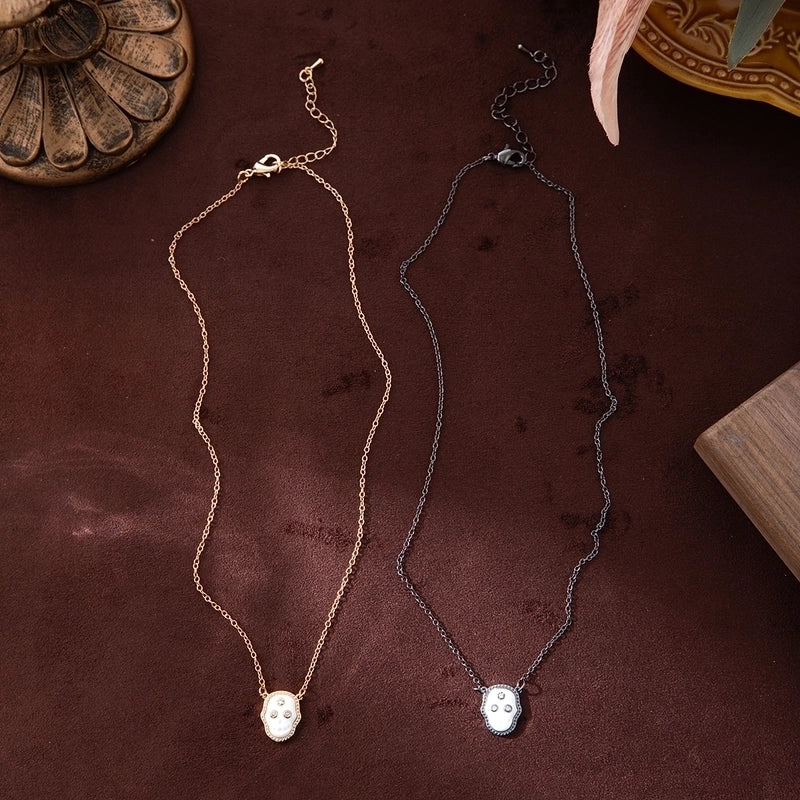 Copper Gold Plated Inlay Pumpkin Skull Resin Jewelry Set