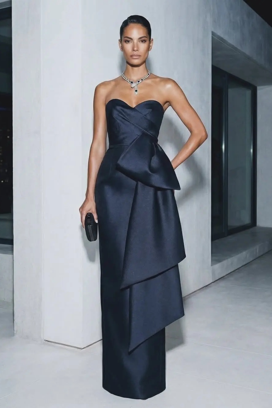 Lussooy Sweetheart Elegant Sleeveless Evening Dress Floor Length Sheath